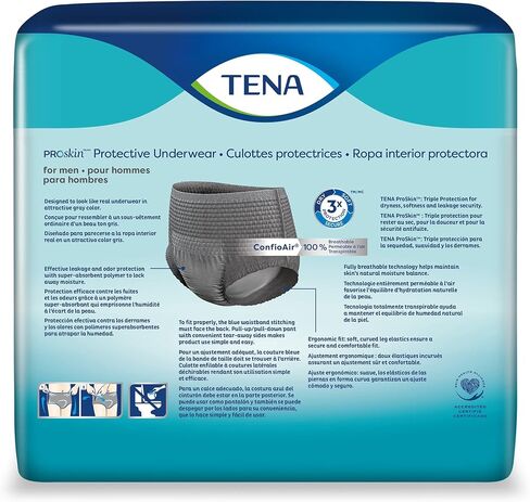 TENA ProSkin Medium Gray Adult Male Moderate Absorbency Protective Disposable Underwear, 80 Count in Kuwait