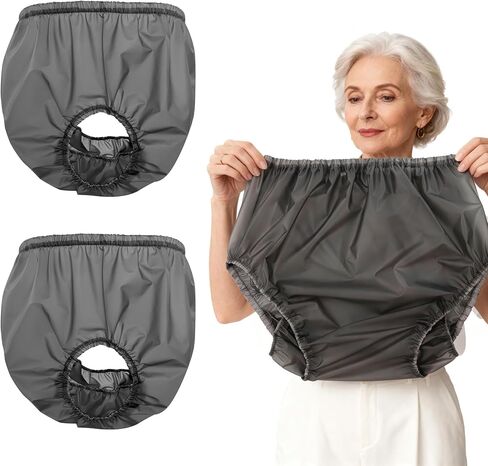 Unisex Washable Adult Diaper Cover, Rubber Plastic Pants Waterproof Reusable, Advanced Anti-Leak Side Protection, Breathable Incontinence Underwear for Men Women Elderly (Black, X-Large) in Saudi Arabia