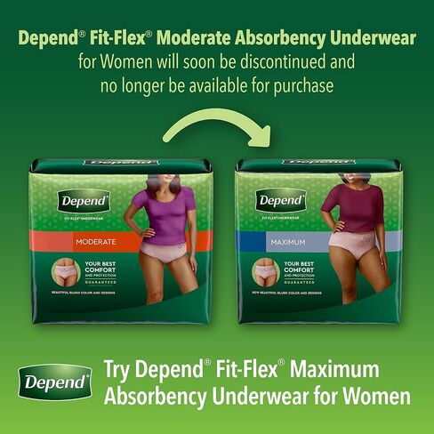 Depend FIT-FLEX Incontinence Underwear for Women, Disposable, Moderate Absorbency, S/M, Blush, 84 Count (4 Packs of 21) in Saudi Arabia