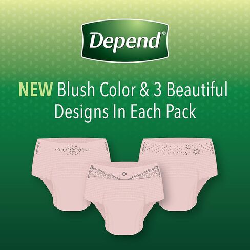 Depend FIT-FLEX Incontinence Underwear for Women, Disposable, Moderate Absorbency, S/M, Blush, 84 Count (4 Packs of 21) in Saudi Arabia