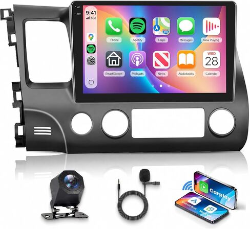 [8 CORE 6G+128G] لسيارة Honda Civic Car Stereo 2006-2011 مع Carplay اللاسلكي/Android Auto، 10.1 بوصة Android 13 IPS شاشة لمس راديو السيارة، بلوتوث، GPS Navi، WiFi، SWC، DSP + كاميرا احتياطية in Kuwait