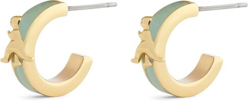 COACH Jewelry Women's Signature Rexy Enamel Huggie Earrings in Kuwait