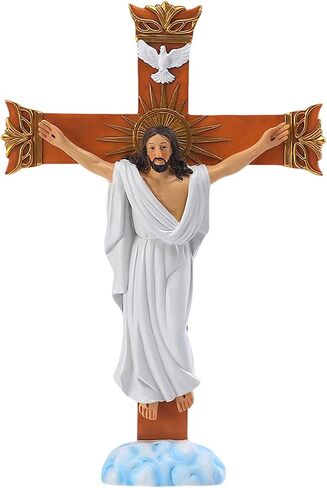 YKANYN Catholic Crucifix Wall Cross - 7.87" Resin Jesus Christ Decor for Hanging or Tabletop Display, Realistic Hand-Painted Religious Cross for Home Chapel, Altar Decorations, Spiritual Gifts in Saudi Arabia