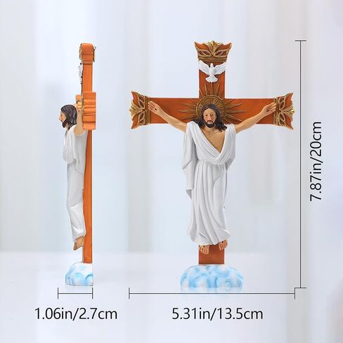 YKANYN Catholic Crucifix Wall Cross - 7.87" Resin Jesus Christ Decor for Hanging or Tabletop Display, Realistic Hand-Painted Religious Cross for Home Chapel, Altar Decorations, Spiritual Gifts in Saudi Arabia