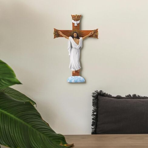 YKANYN Catholic Crucifix Wall Cross - 7.87" Resin Jesus Christ Decor for Hanging or Tabletop Display, Realistic Hand-Painted Religious Cross for Home Chapel, Altar Decorations, Spiritual Gifts in Saudi Arabia