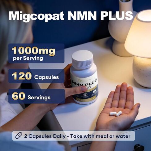 Migcopat NMN Supplement 1000mg – 5-in-1 NAD Supplement w/Resveratrol, Apigenin, Quercetin & Black Pepper – NMNH Alternative – Supports Cellular Energy, Healthy Aging & Longevity – 120 Veggie Capsules in Saudi Arabia