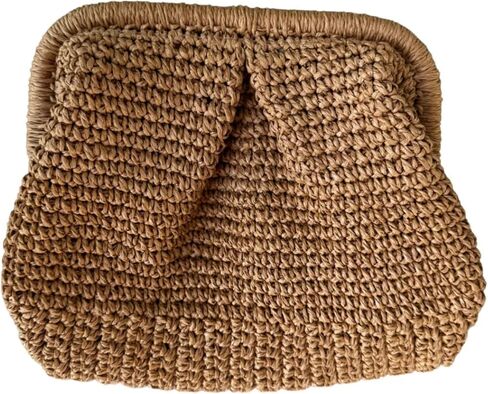 Sea Marie Designs Handmade Raffia Cloud Clutch - Women’s Raffia Evening Clutch Handbag with Soft Sculpted Shape for Weddings, Summer Events, Resort Wear, Vacation Style & Dressy Casual Outfits in Saudi Arabia