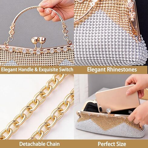 2026 Sparkly Rhinestones Clutch Purse For Women Glam Gem Kiss Lock Evening Bag For Wedding Party in Kuwait