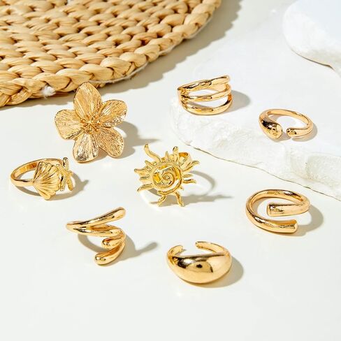 Stackable Rings for Women Chunky Gold Rings Knuckle Rings Stacking Ring Set Statement Jewelry Gifts for Women Fashion Rings Rings for Women in Kuwait