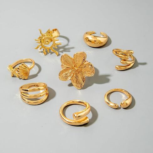 Stackable Rings for Women Chunky Gold Rings Knuckle Rings Stacking Ring Set Statement Jewelry Gifts for Women Fashion Rings Rings for Women in Kuwait