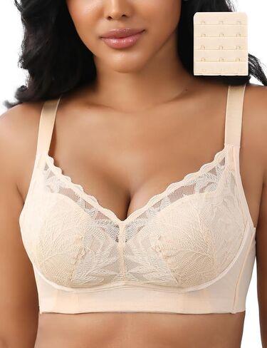 Wireless Minimizer Bras for Women No Underwire V Neck Sexy Lace Bralettes Plus Size Bras with Support and Lift in Kuwait