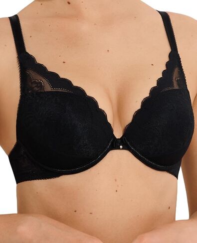 Lisca Women's Push-Up Bra Evelyn, Low-Cut Padded Cups, Lace Details, Seamless Look, Adjustable Straps, Triple‑Hook, 020230 in Saudi Arabia