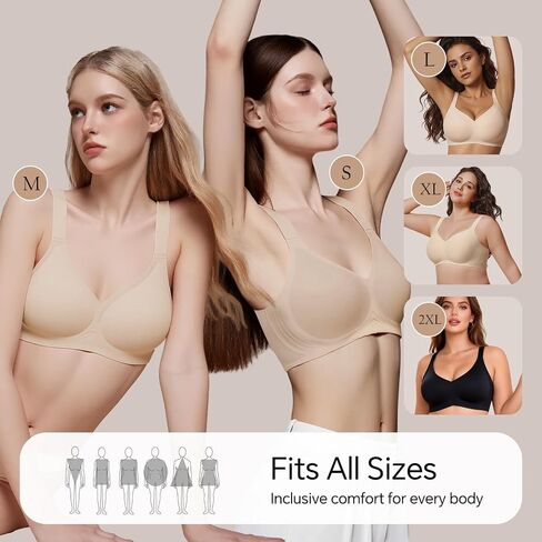UIMERO 2026 Womens Wireless Bra（Size: M） Nude in Saudi Arabia