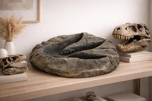 VEOJEIN Large Jurassic Dinosaur Footprint Fossil Replica – Realistic Resin Track Cast, Prehistoric Fossil Stone Décor Ancient Gift, Catch-All Tray for Keys Coins Jewelry – Shelf Decor 10.5" x 9.3" in Saudi Arabia