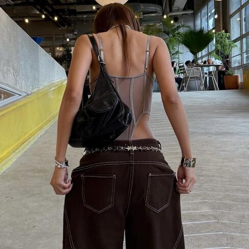 Jumpsuit Slimmer Body Shaper Spicy Girl Bodysuit Vest Tummy Control Mesh Body Shaper Corset Slim Fit Thin Women Bodysuit Shapewear Party(Black) in Kuwait