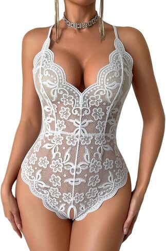 ADOME Sexy Lingerie for Women Classic Lace Teddy Backless One Piece Lingerie Bodysuit in Saudi Arabia