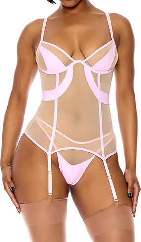 Forplay Women's Catch My Wave Mesh Bustier Lingerie Set in Saudi Arabia