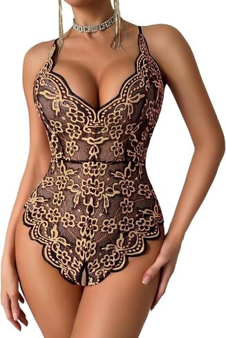 ADOME Sexy Lingerie for Women Classic Lace Teddy Backless One Piece Lingerie Bodysuit in Saudi Arabia