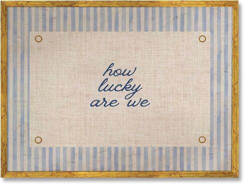 EQUEEN Golden Frame Blue Positive Wall Art How Lucky Are We Poster Trendy Aesthetic Home Wall Decor Typography Canvas Print Vintage Aesthetic for Dorm Bedroom 12x16inch in Saudi Arabia