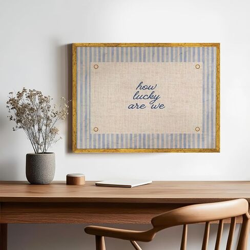 EQUEEN Golden Frame Blue Positive Wall Art How Lucky Are We Poster Trendy Aesthetic Home Wall Decor Typography Canvas Print Vintage Aesthetic for Dorm Bedroom 12x16inch in Saudi Arabia