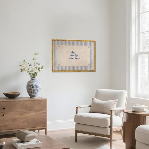 EQUEEN Golden Frame Blue Positive Wall Art How Lucky Are We Poster Trendy Aesthetic Home Wall Decor Typography Canvas Print Vintage Aesthetic for Dorm Bedroom 12x16inch in Saudi Arabia