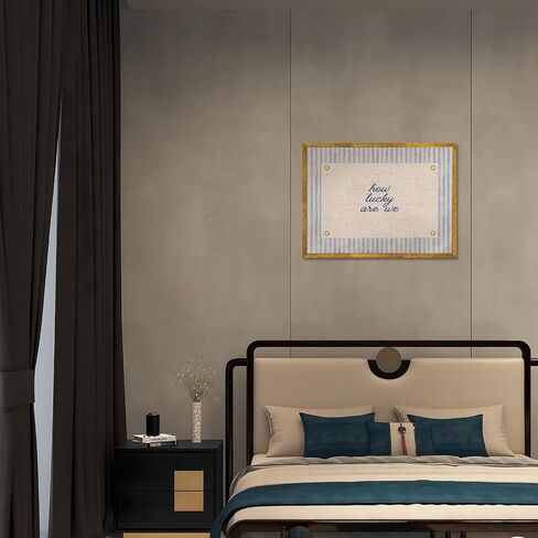 EQUEEN Golden Frame Blue Positive Wall Art How Lucky Are We Poster Trendy Aesthetic Home Wall Decor Typography Canvas Print Vintage Aesthetic for Dorm Bedroom 12x16inch in Saudi Arabia