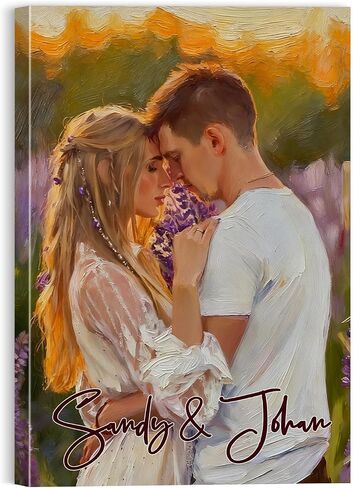 Ultragifta Custom Canvas Prints with Your Photos Personalized Oil Wall Art with Text Customized Anniversary Picture Gift for Couples Girlfriend Boyfriend in Saudi Arabia