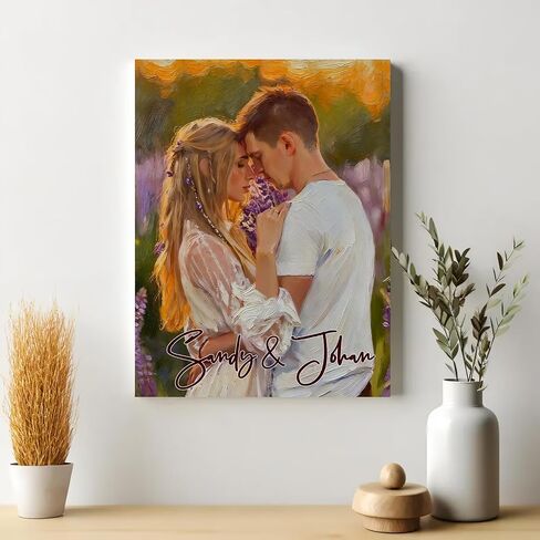 Ultragifta Custom Canvas Prints with Your Photos Personalized Oil Wall Art with Text Customized Anniversary Picture Gift for Couples Girlfriend Boyfriend in Saudi Arabia