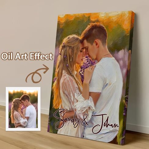 Ultragifta Custom Canvas Prints with Your Photos Personalized Oil Wall Art with Text Customized Anniversary Picture Gift for Couples Girlfriend Boyfriend in Saudi Arabia