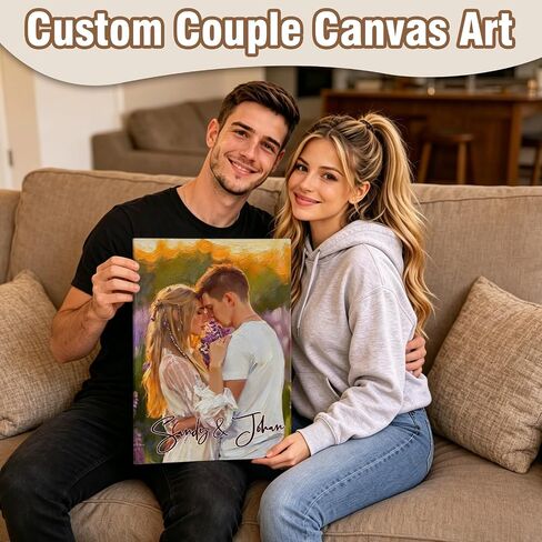 Ultragifta Custom Canvas Prints with Your Photos Personalized Oil Wall Art with Text Customized Anniversary Picture Gift for Couples Girlfriend Boyfriend in Saudi Arabia