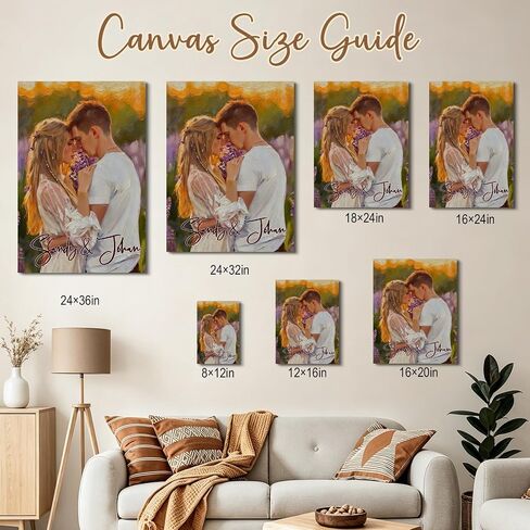 Ultragifta Custom Canvas Prints with Your Photos Personalized Oil Wall Art with Text Customized Anniversary Picture Gift for Couples Girlfriend Boyfriend in Saudi Arabia