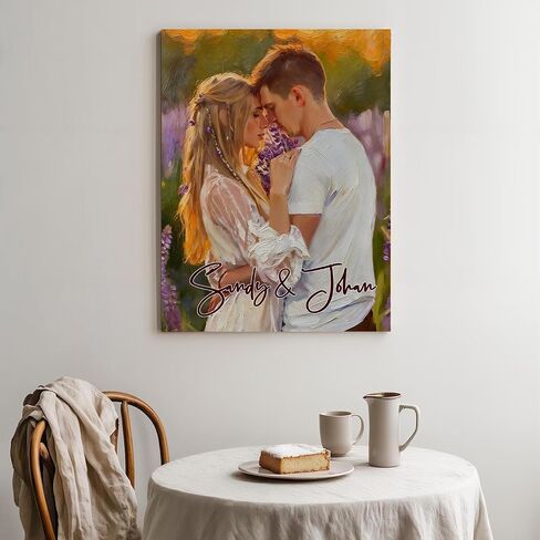 Ultragifta Custom Canvas Prints with Your Photos Personalized Oil Wall Art with Text Customized Anniversary Picture Gift for Couples Girlfriend Boyfriend in Saudi Arabia