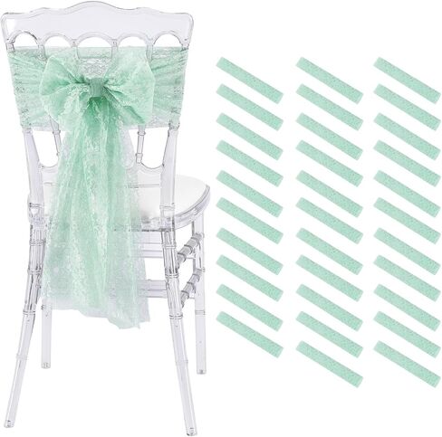QueenDream White Chair Sashes Wedding Aisle Decorations: 16 Pieces 8ft Lace Chair Cover 9.5 x 94.5 Inch Vintage Embroidered Boho Chair Bows - Reception Party Home Decor in Saudi Arabia