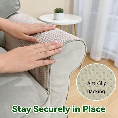 Couch Arm Covers for Sofa Chair, Waterproof Armrest Armchair Covers Non-Slip Recliner Slipcovers, Headrest Cover, Set of 2 (Navy, 24"×20") in Saudi Arabia