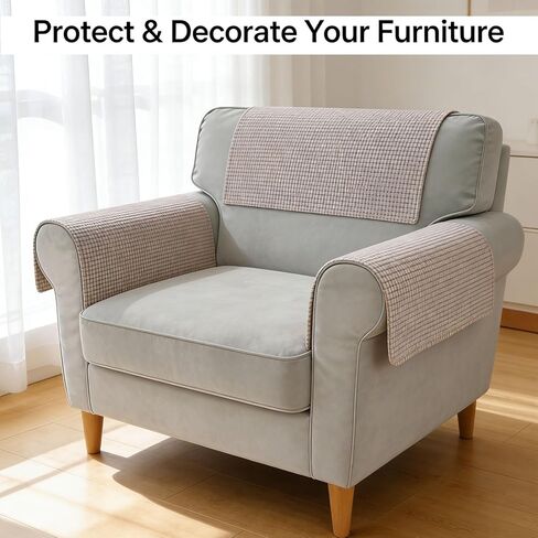 Couch Arm Covers for Sofa Chair, Waterproof Armrest Armchair Covers Non-Slip Recliner Slipcovers, Headrest Cover, Set of 2 (Navy, 24"×20") in Saudi Arabia