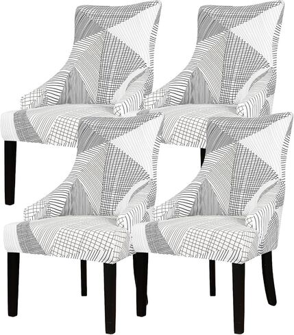 Lellen Wingback Chair Covers with Pattern - Stretch Wingback Dining Chair Covers,Wingback Side Chair Slipcover,Armless Wingback Chair Slipcover,Arm Chair Protector Cover for Room Home Kitchen(4PCS in Saudi Arabia