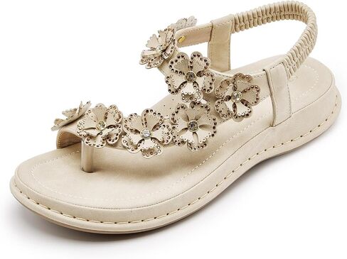 Rhinestone Flower Elastic Slingback Sandals for Women 1.77-Inch – Sparkly Dressy Sandals Women, Comfortable Summer Walking Sandals, Breathable Wedge Sandals in Saudi Arabia