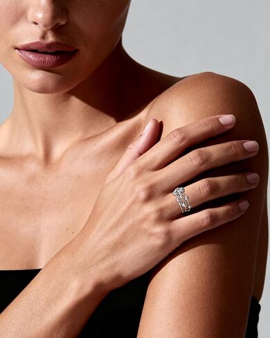 Silver Anxiety Fidget Beaded Open Ring Stacking Band Fidget Stress Adjustable Rings for Women in Saudi Arabia