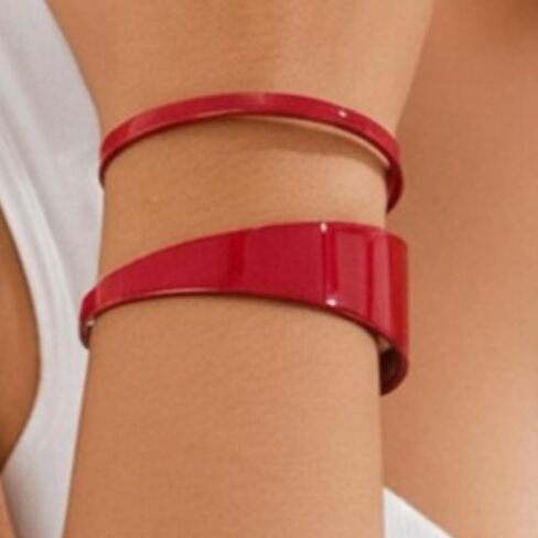 72ore Bangle Bracelet for Women Double-Layer Hollow Red Bracelet Ring Set Party Prom Outfits Accessories Trendy Jewelry in Saudi Arabia