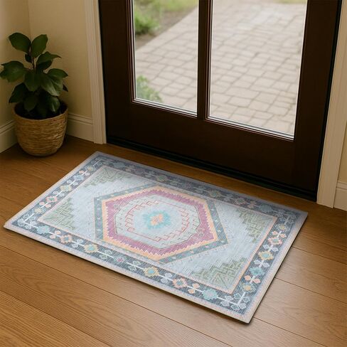 Fame Living Faded Oushak Rug, Turkish Vintage Floral Pastel Large Oversized Area Rugs for Living Room Dining Bedroom Kitchen Bathroom Nursery (848CrNv, 2' x 3') in Saudi Arabia