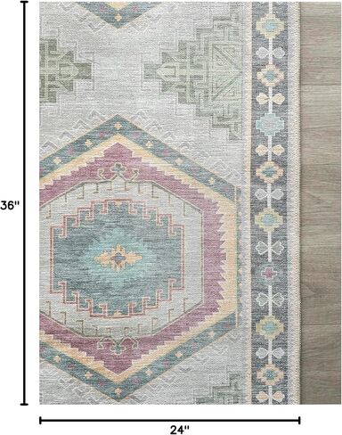 Fame Living Faded Oushak Rug, Turkish Vintage Floral Pastel Large Oversized Area Rugs for Living Room Dining Bedroom Kitchen Bathroom Nursery (848CrNv, 2' x 3') in Saudi Arabia
