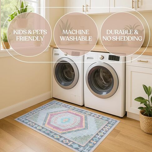 Fame Living Faded Oushak Rug, Turkish Vintage Floral Pastel Large Oversized Area Rugs for Living Room Dining Bedroom Kitchen Bathroom Nursery (848CrNv, 2' x 3') in Saudi Arabia