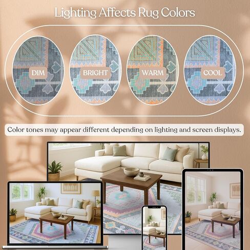 Fame Living Faded Oushak Rug, Turkish Vintage Floral Pastel Large Oversized Area Rugs for Living Room Dining Bedroom Kitchen Bathroom Nursery (848CrNv, 2' x 3') in Saudi Arabia