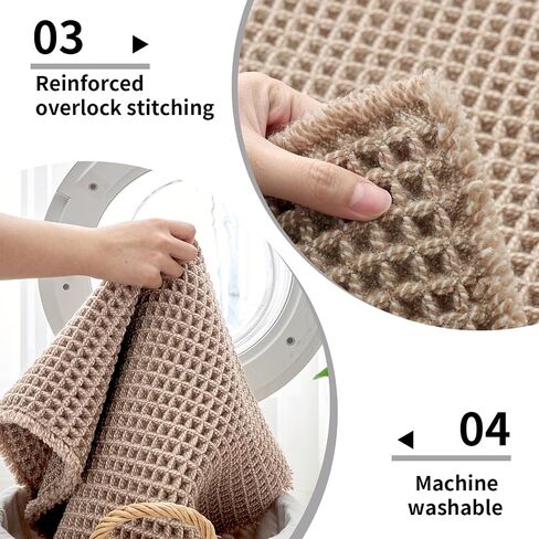 Disolla Waffle Bath Mat, Non Slip Absorbent Small Bathroom Rug, Machine Washable Quick Dry Ultra Soft Bathroom Floor Mat, Brown/White Bath Rug for Tub Shower, 17''x24'' in Saudi Arabia