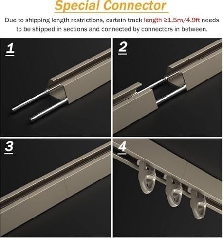 Ultra-Thin Aluminum Alloy Sliding Curtain Track System - 16.4ft (5m) Ceiling Mount Room Divider Rod - Seamless Privacy Partition for Home or Office - White in Kuwait