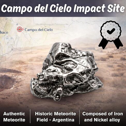 Amazing Gemstone Meteorite Campo Del Cielo Iron - Certified Meteorite Space Rock Collectible, Genuine Argentina Meteorites for Sale Astronomy Science Gift (3-6 Gram) in Kuwait