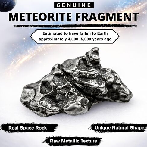 Amazing Gemstone Meteorite Campo Del Cielo Iron - Certified Meteorite Space Rock Collectible, Genuine Argentina Meteorites for Sale Astronomy Science Gift (3-6 Gram) in Kuwait