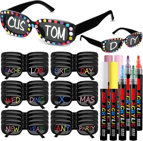 Flutesan Personalized Rectangle Sunglasses with Marker Pens for Adult DIY Custom Birthday Wedding in Kuwait