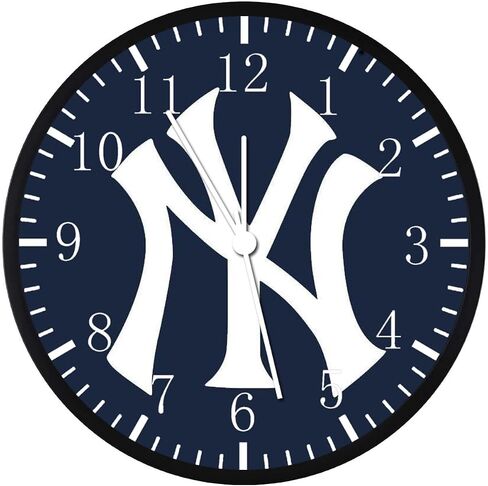 Black Frame Wall Clock Large 12'' Clear Glass Face Silent Non-Ticking Yankees Nice for Gift or Décor Z163 in Saudi Arabia