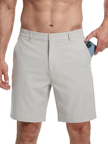 Men's Golf Shorts 9" with 5 Pockets Including Zipper Security Pocket & Tee Holder Loops Stretch Quick Dry Lightweight in Saudi Arabia